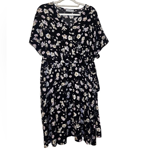 Nemidor | EUC Women’s Black Floral Midi Dress Size 20 - Picture 2 of 10